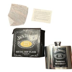 Jack Daniel's Old No. 7 Brand Metal Hip Flask 5 Fluid Oz Tennessee Whiskey